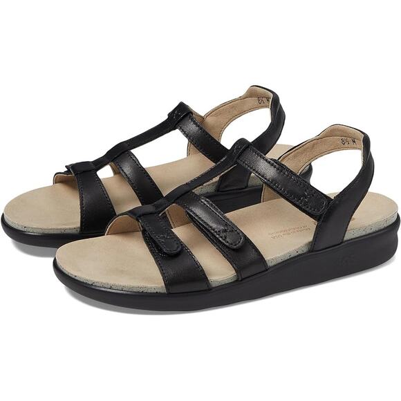 SAS Womens Sorrento Adjustable Comfort Sandal US 12 M Black Leather NIB - Picture 1 of 12